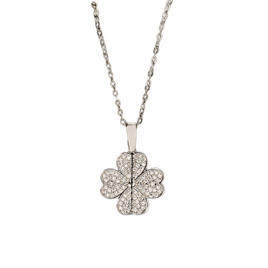 🍀 Diamant-Kleeblatt-Halskette – Leichter Luxus für Damen