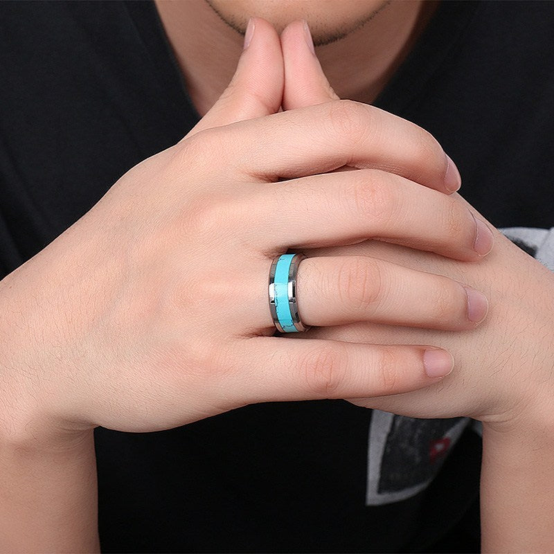 👉 Unisex-Ring aus Wolframstahl mit Türkis