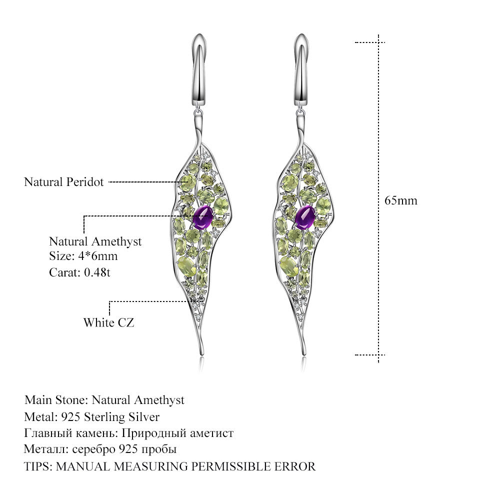 💎 „Personalisierter Schmuck – Ohrstecker mit Amethyst & Olivin in S925-Silber“