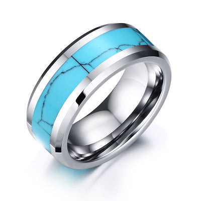👉 Unisex-Ring aus Wolframstahl mit Türkis