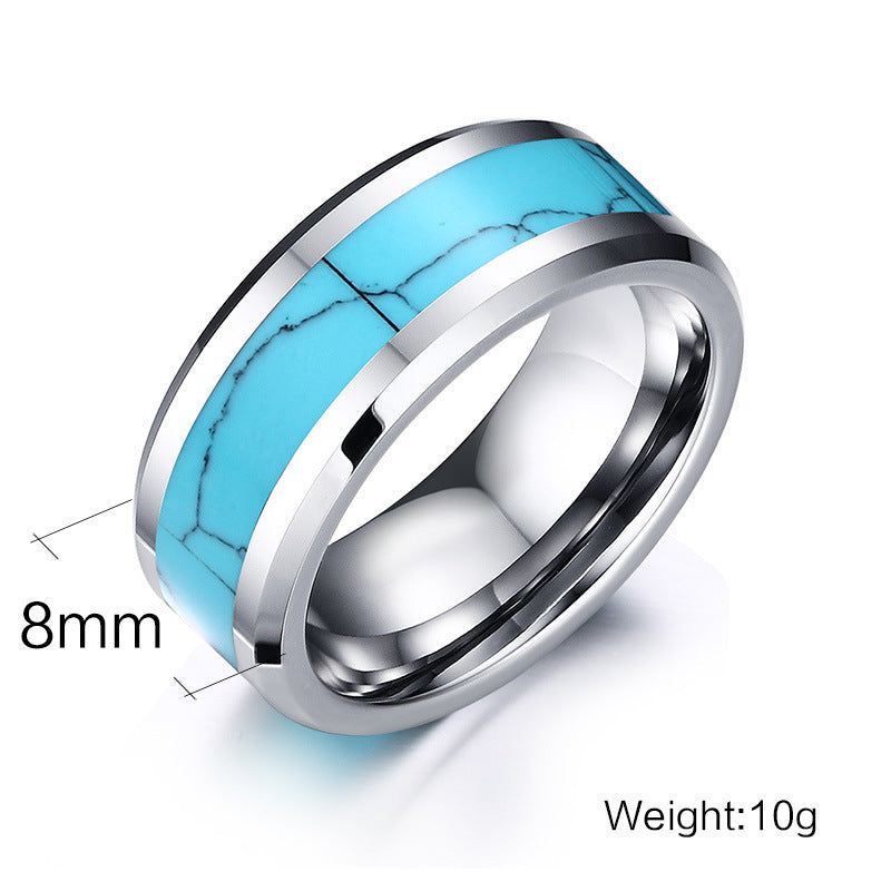 👉 Unisex-Ring aus Wolframstahl mit Türkis