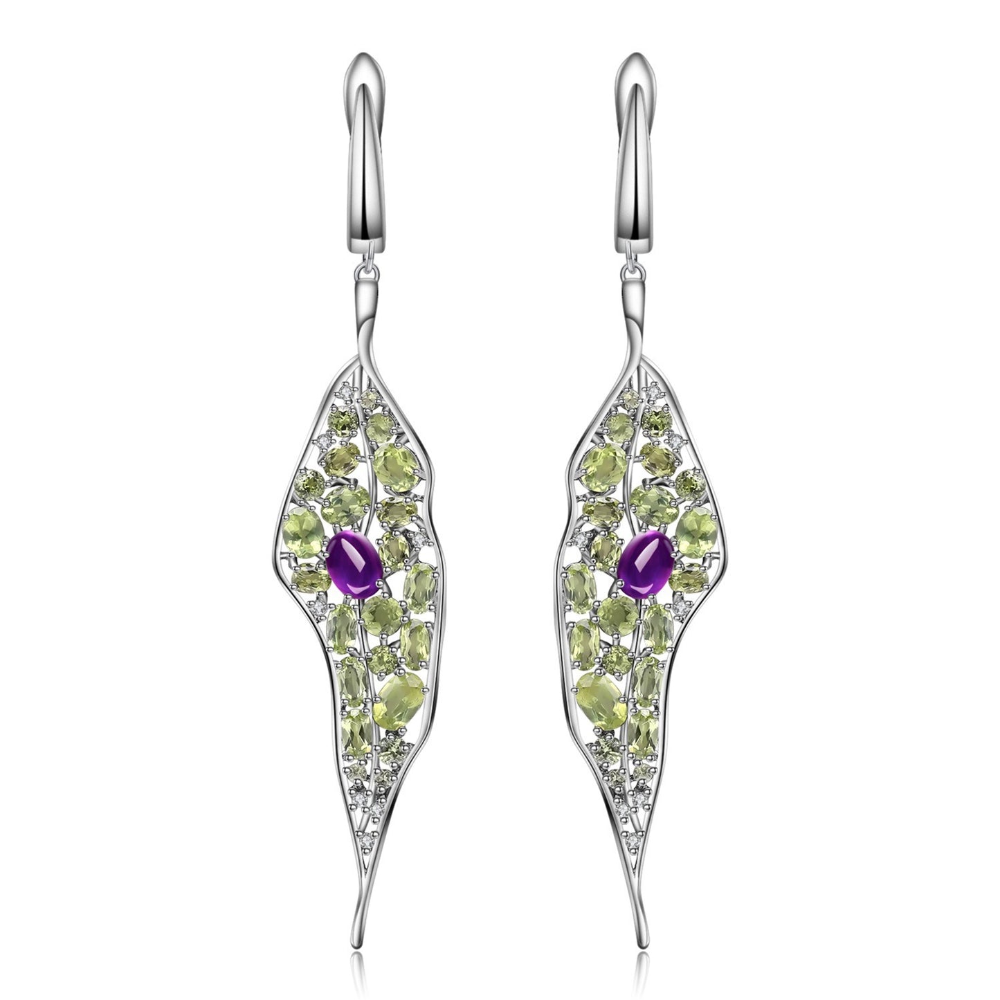 💎 „Personalisierter Schmuck – Ohrstecker mit Amethyst & Olivin in S925-Silber“