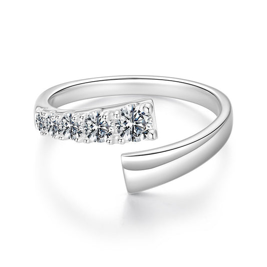 Exklusiver Damen-Ring aus 925 Sterlingsilber mit funkelnder Reihe von Diamanten