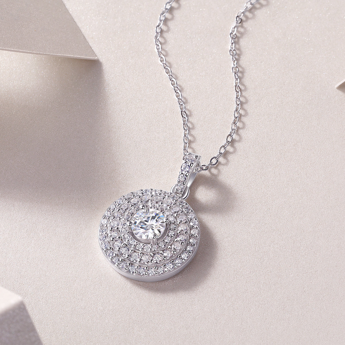 ✨ „White Dune“ – Elegantes Luxus-Anhänger-Set mit Moissanite, S925 Sterlingsilber & Platin-Plattierung