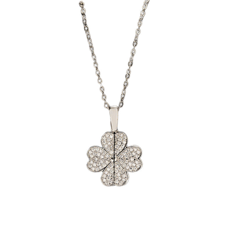 🍀 Diamant-Kleeblatt-Halskette – Leichter Luxus für Damen