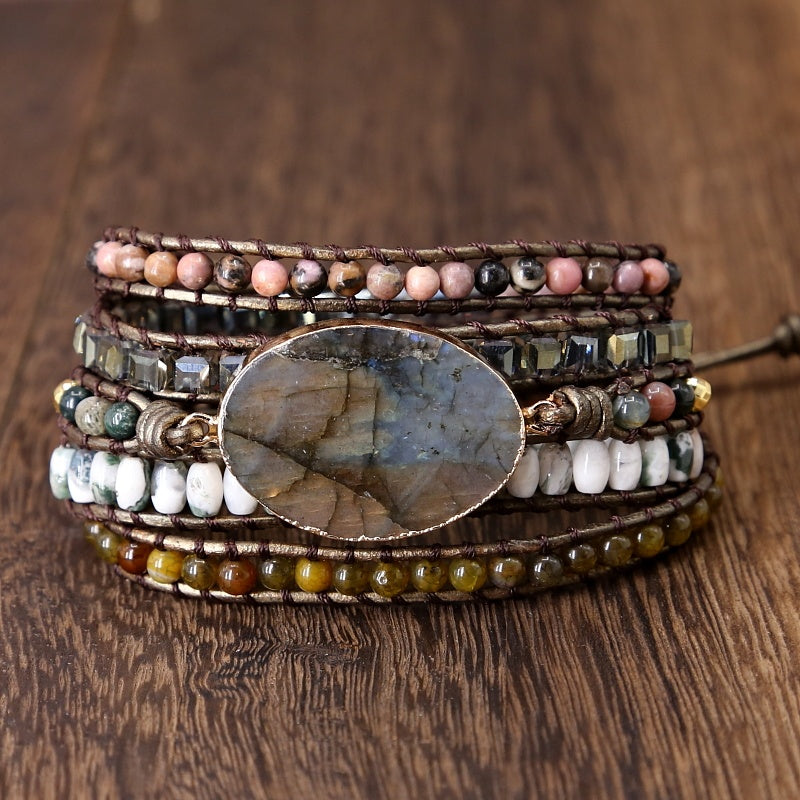 🌈 „Beaded Crystal Mixed Woven Handmade Bracelet“ – Handgewebtes Armband mit Kristallperlen