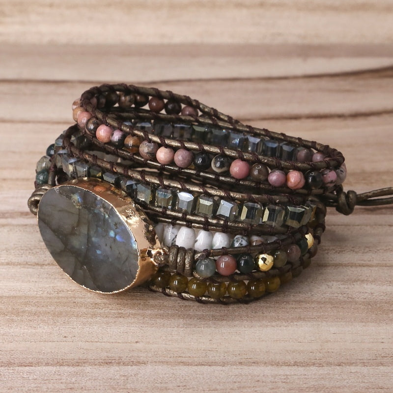 🌈 „Beaded Crystal Mixed Woven Handmade Bracelet“ – Handgewebtes Armband mit Kristallperlen