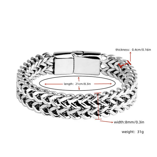 Geflochtenes Magnetarmband aus Edelstahl – Doppelreihe mit Fischschuppen-Design