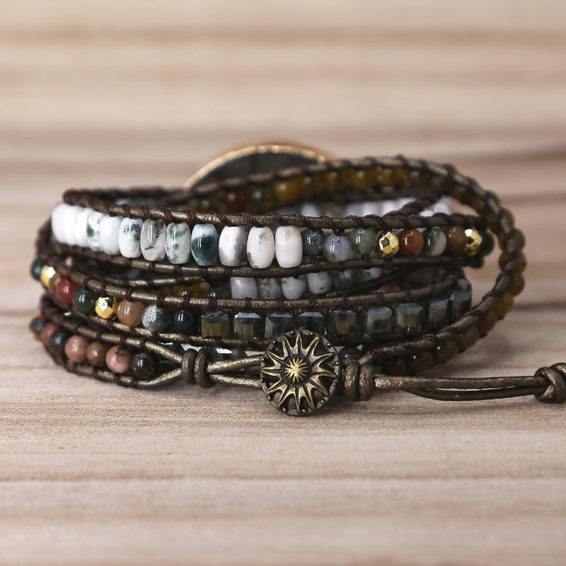 🌈 „Beaded Crystal Mixed Woven Handmade Bracelet“ – Handgewebtes Armband mit Kristallperlen