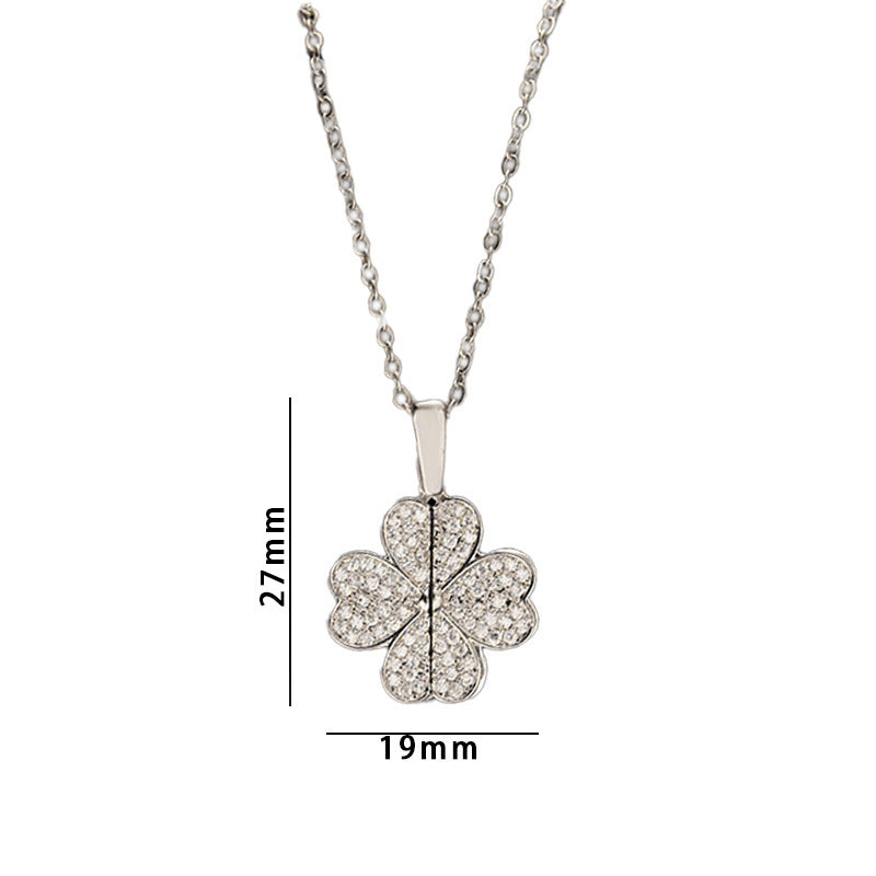 🍀 Diamant-Kleeblatt-Halskette – Leichter Luxus für Damen