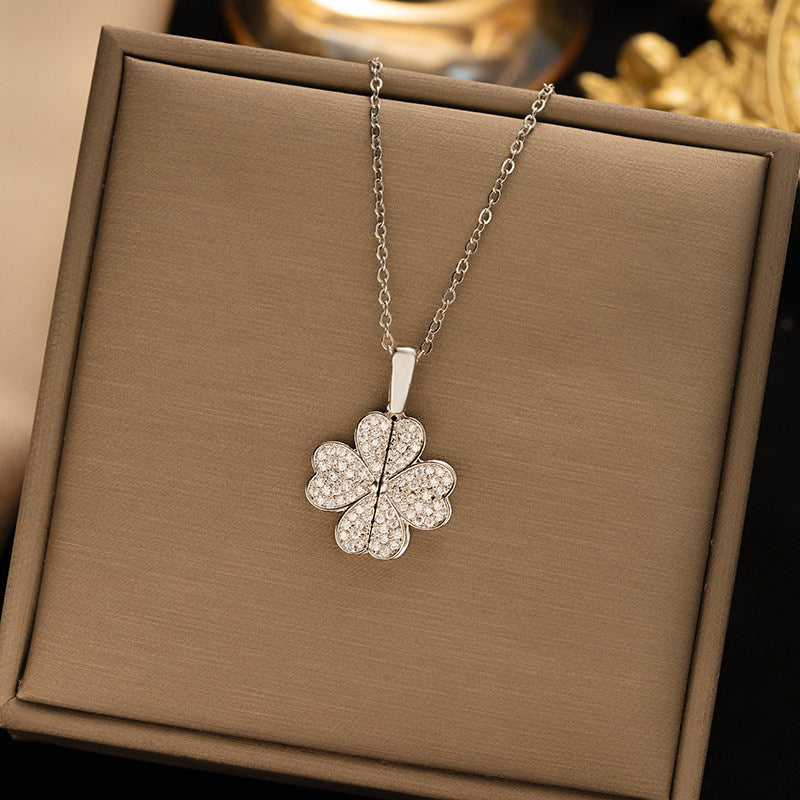 🍀 Diamant-Kleeblatt-Halskette – Leichter Luxus für Damen