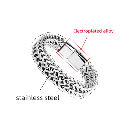 Geflochtenes Magnetarmband aus Edelstahl – Doppelreihe mit Fischschuppen-Design