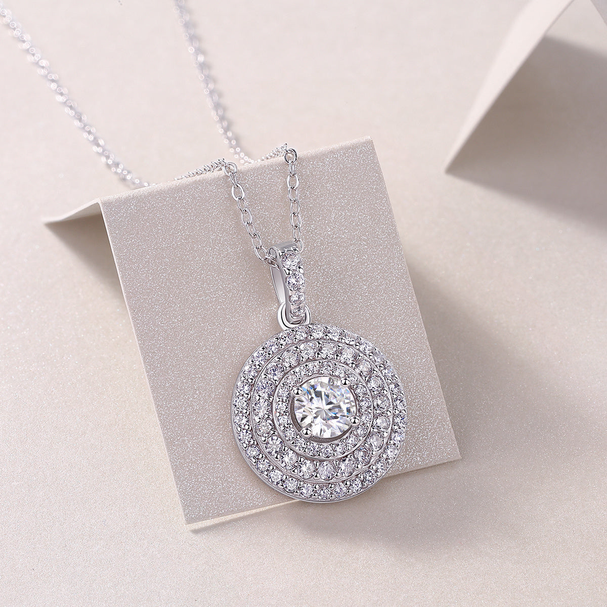 ✨ „White Dune“ – Elegantes Luxus-Anhänger-Set mit Moissanite, S925 Sterlingsilber & Platin-Plattierung