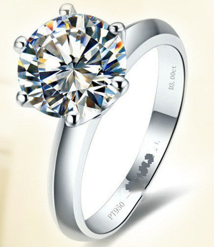925 Sterlingsilber, vergoldeter Sechs-Krappen-Ring mit Moissanit & T-Carbon-Diamant