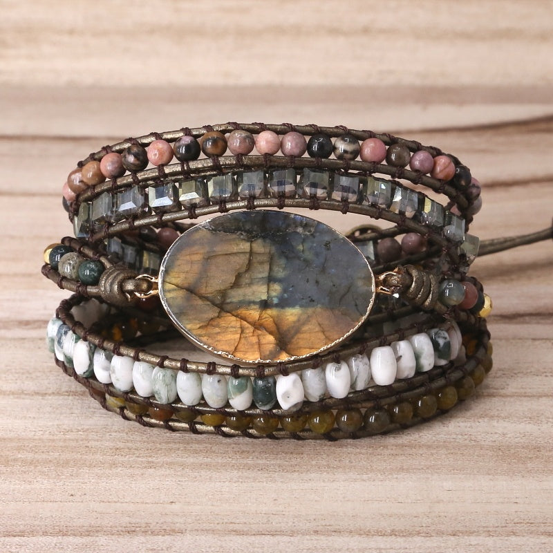 🌈 „Beaded Crystal Mixed Woven Handmade Bracelet“ – Handgewebtes Armband mit Kristallperlen